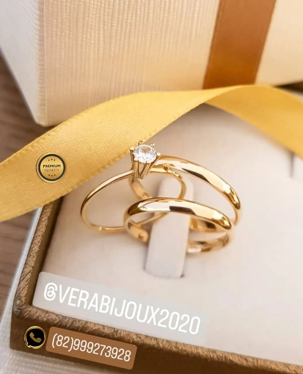 Kit de alianças noivado e casamento banhadas a ouro 18k  - Foto 5