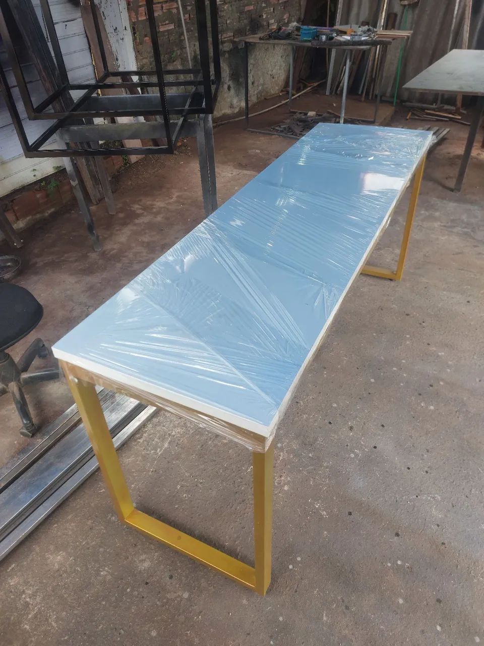 Mesa de Escritório Moderna em Aço e Madeira - Foto 3