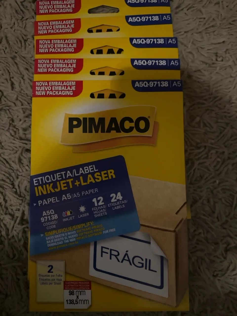 Quatro  pacts Etiquetas Adesivas Pimaco A5 Inkjet+Laser A50  97138 A5