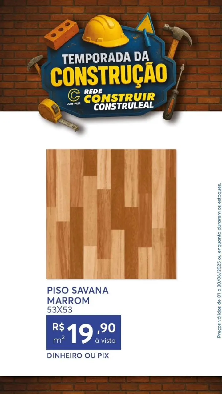 Piso Savana Marrom 53x53 - R$19,90/m²