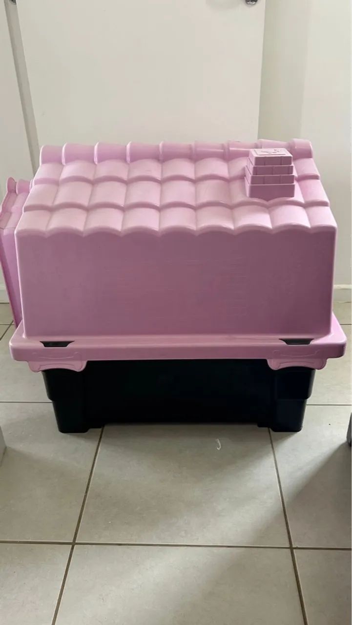 Casinha de transporte para pet rosa e preta - Foto 3