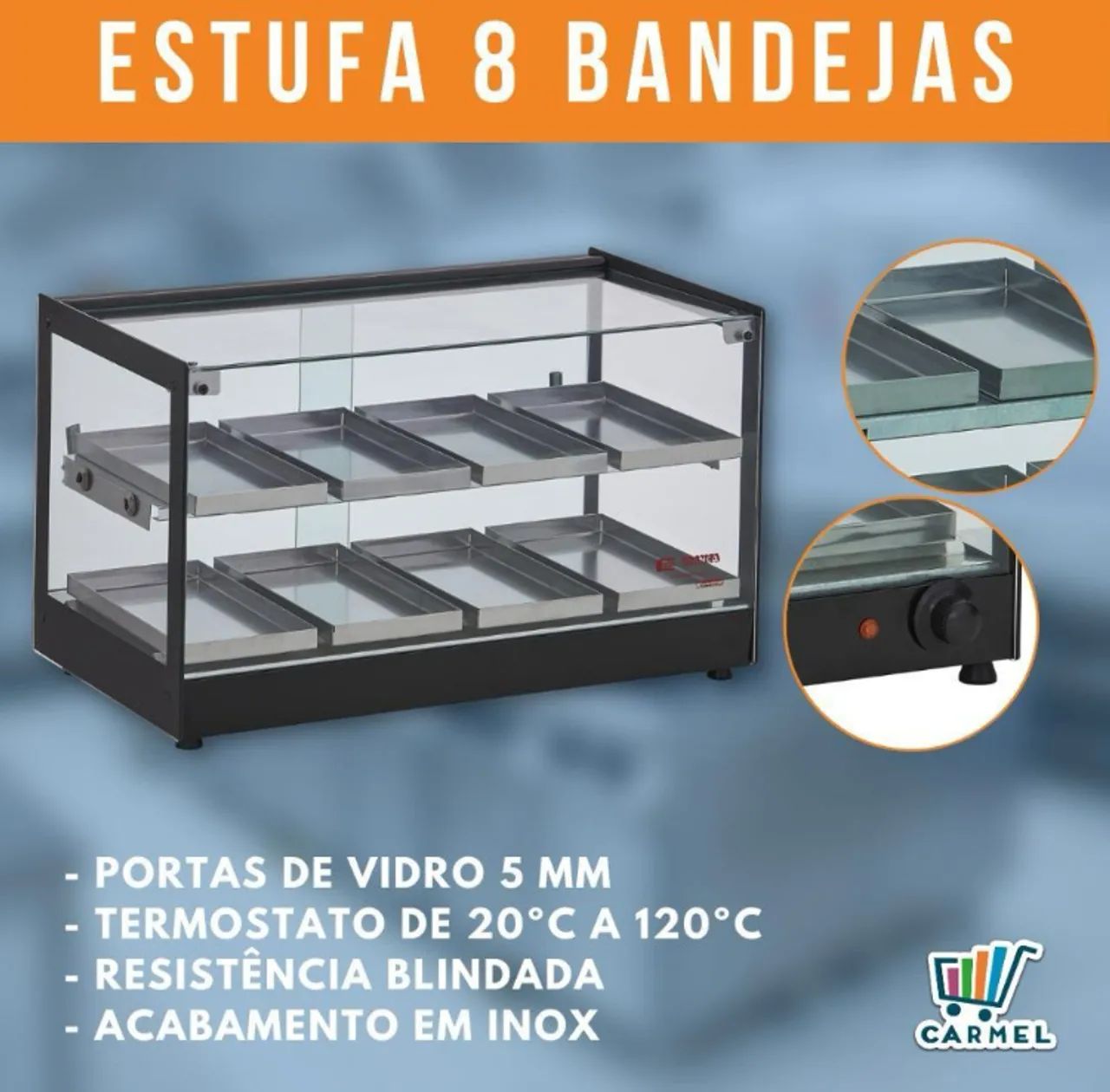 Estufa Aquecedora Para Salgados Dupla 8 Bandejas Quadrada - Foto 3