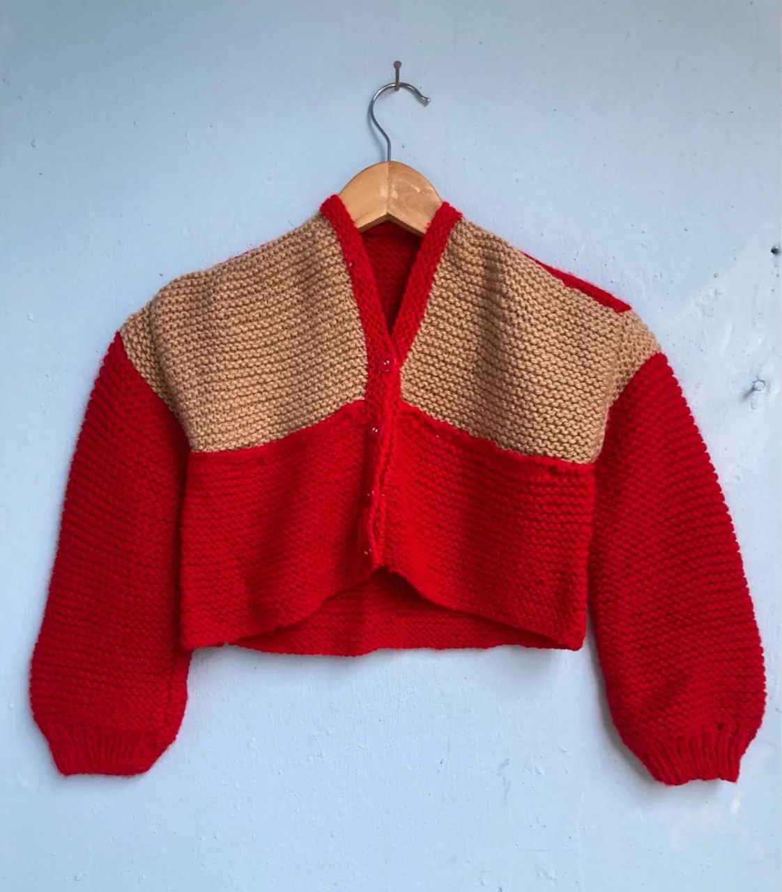 Casaco de lã Infantil Vermelho, Tam 4