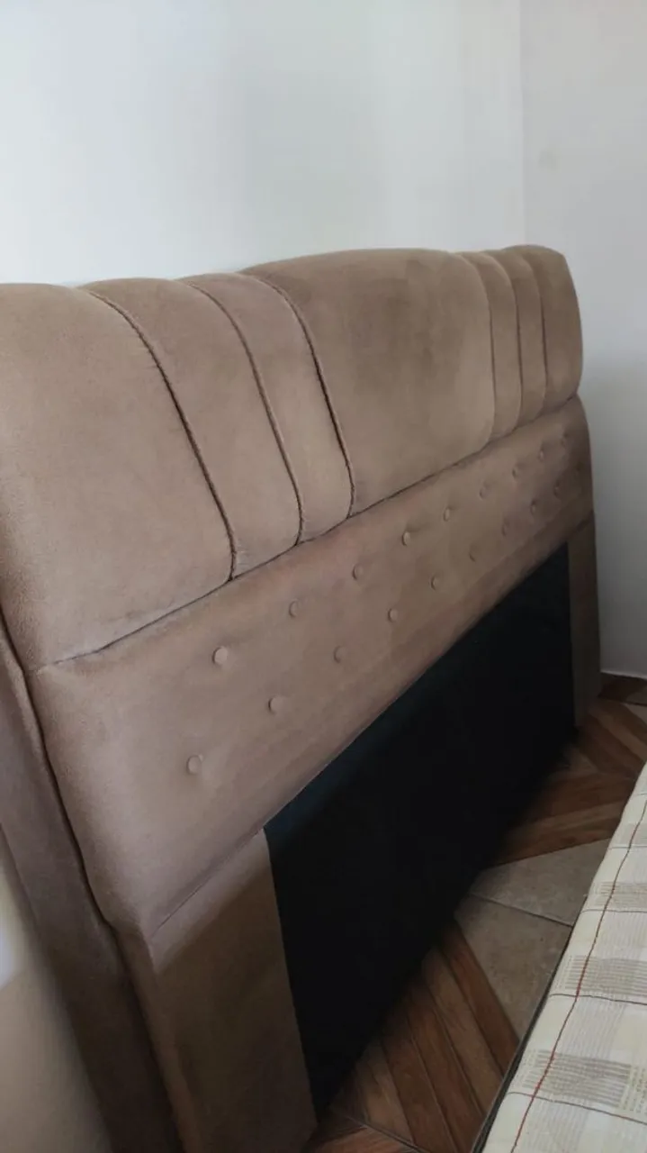 Cabeceira de Cama Casal em suede marrom