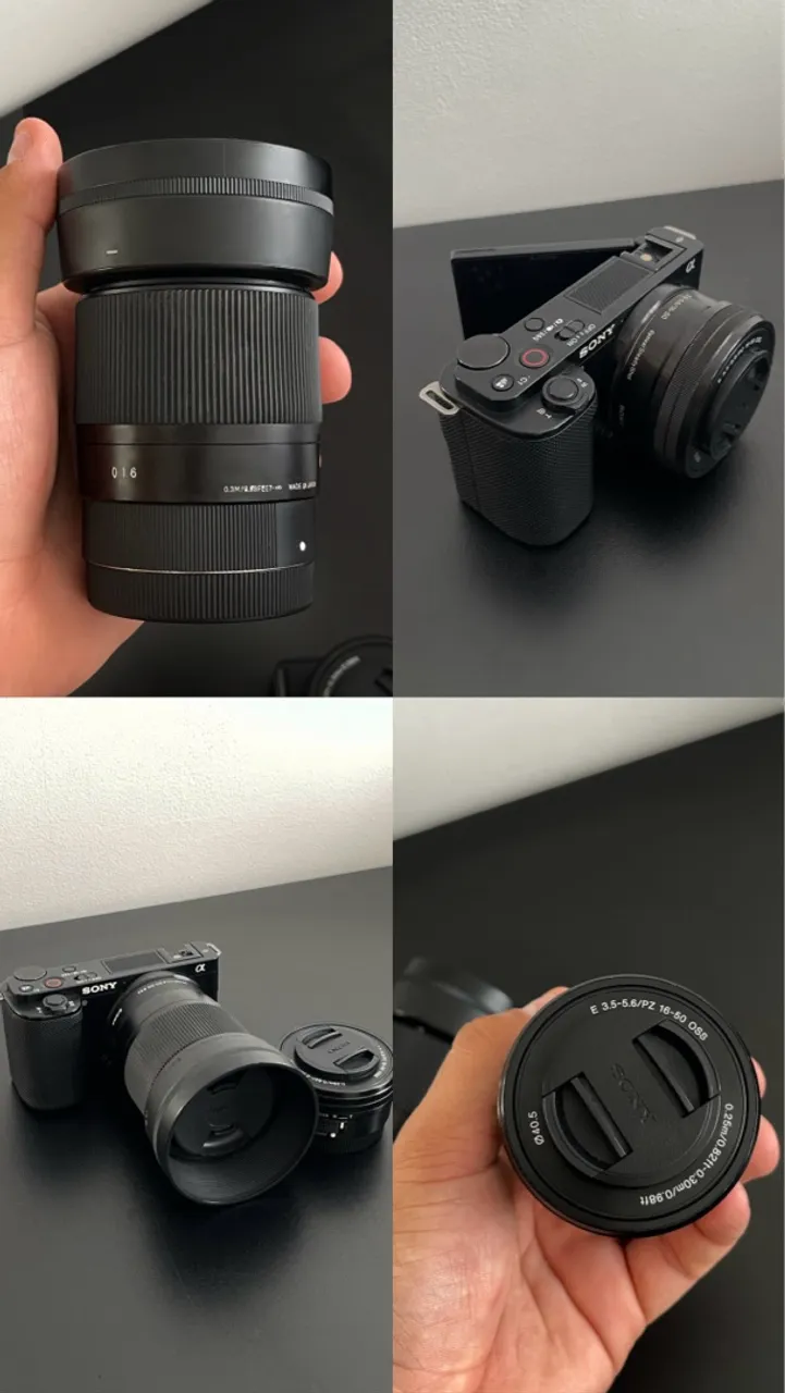 Câmera Sony ZVe10 + Lente do kit + lente sigma 30mm