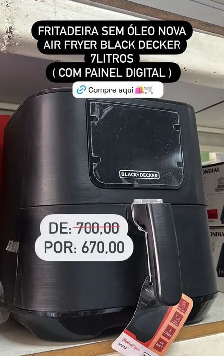 Air Fryer Black Decker 7 Litros - Sem óleo, painel digital