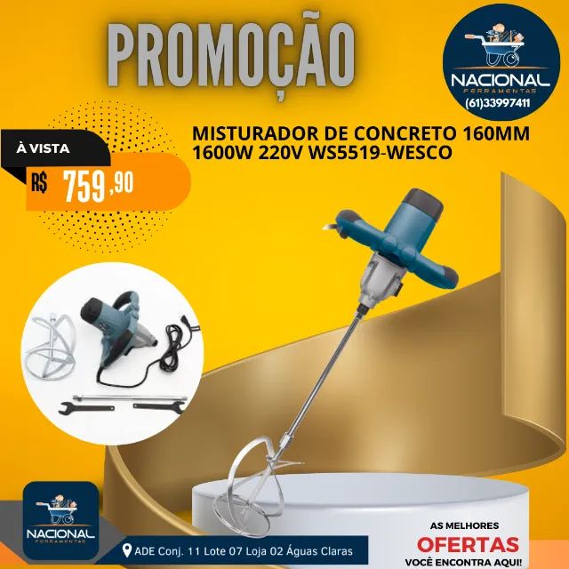 Misturador De Tinta E Argamassa Elétrico 1600w Ws5519 Wesco