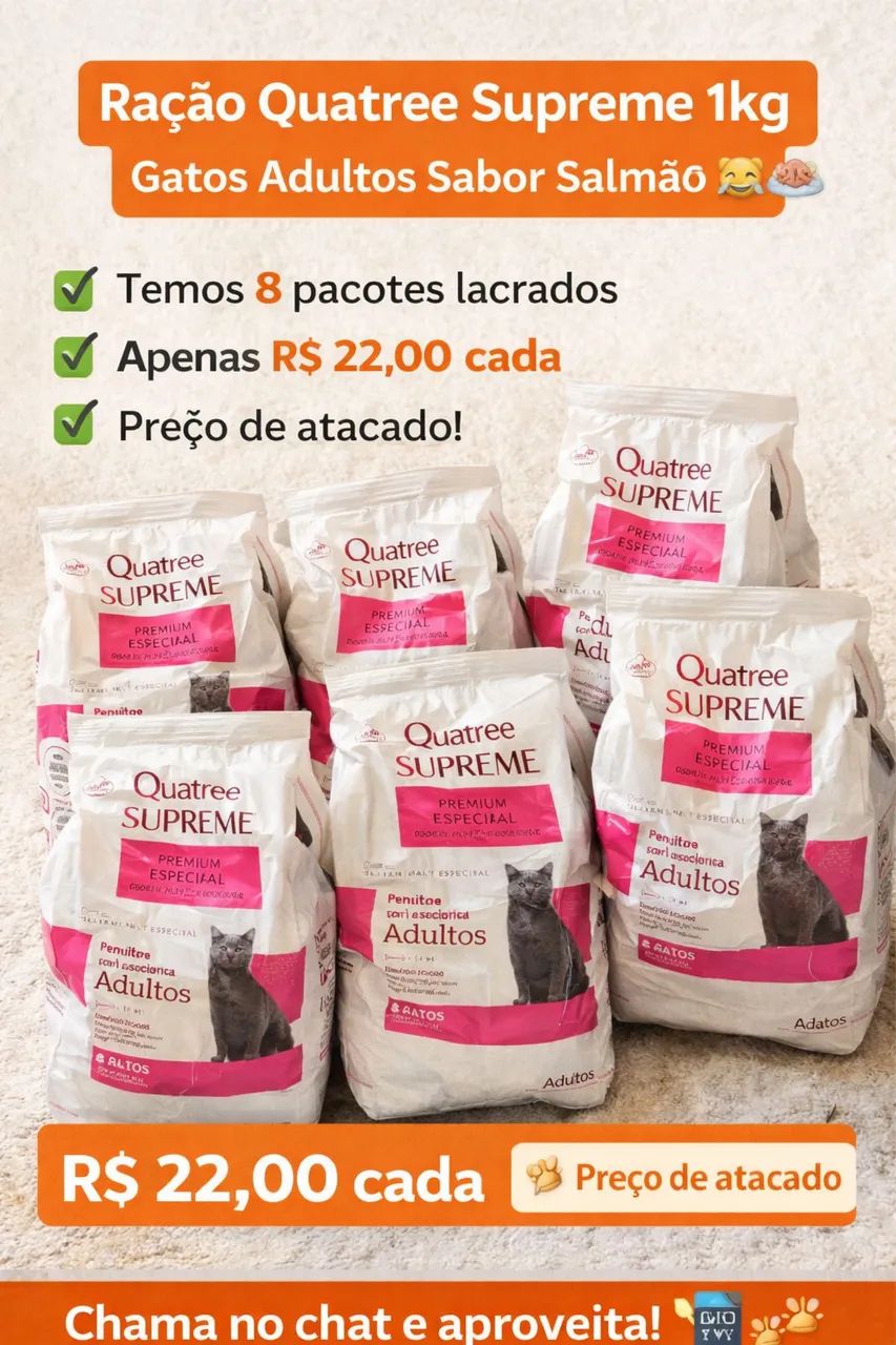 Quatree supreme gatos ( salmão e batata doce) pacote 1kg - Foto 2
