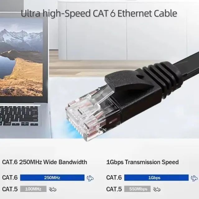 Cabo Flat Cat 6 Ethernet RJ45 10 Gbps   5M - Foto 3