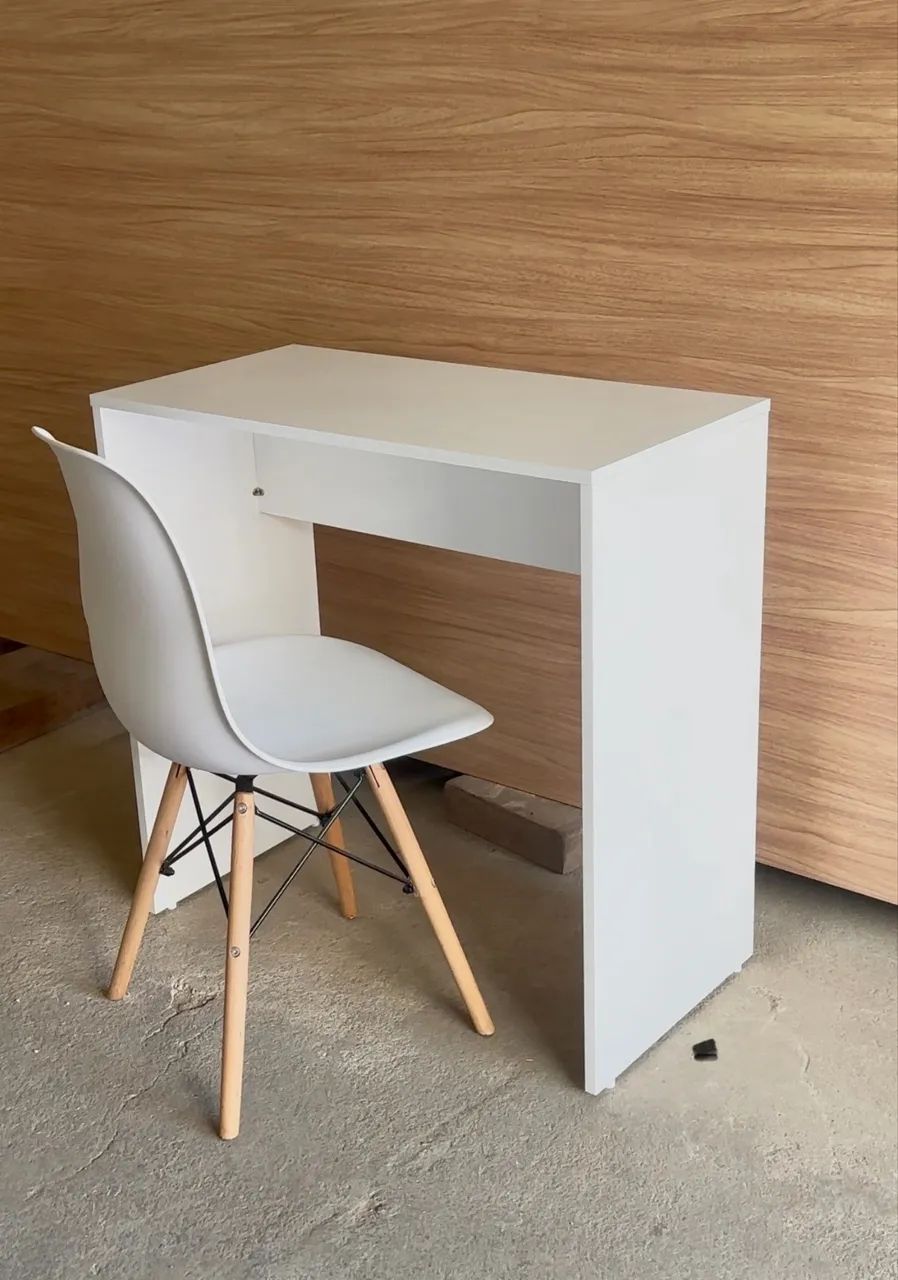MESA BRANCA ESCRIVANINHA DE MDF MONTADA E EMBALADA - Foto 2