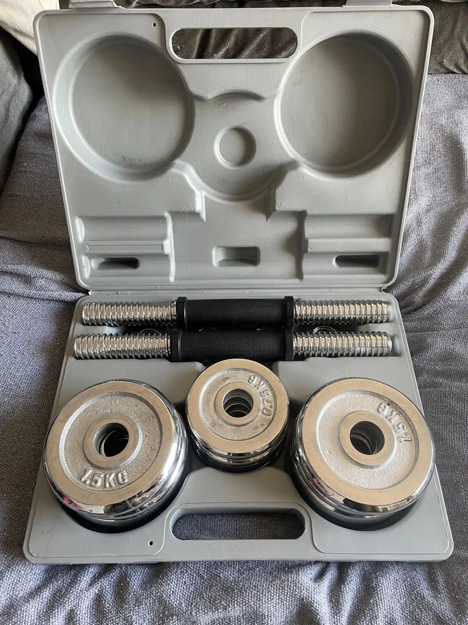 Kit de Halteres Cromados com Maleta 