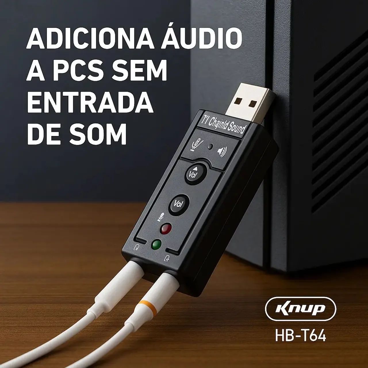 Placa usb de audio para Pc e celular - Audio e Microfone  (Loja Fisica) - Foto 2