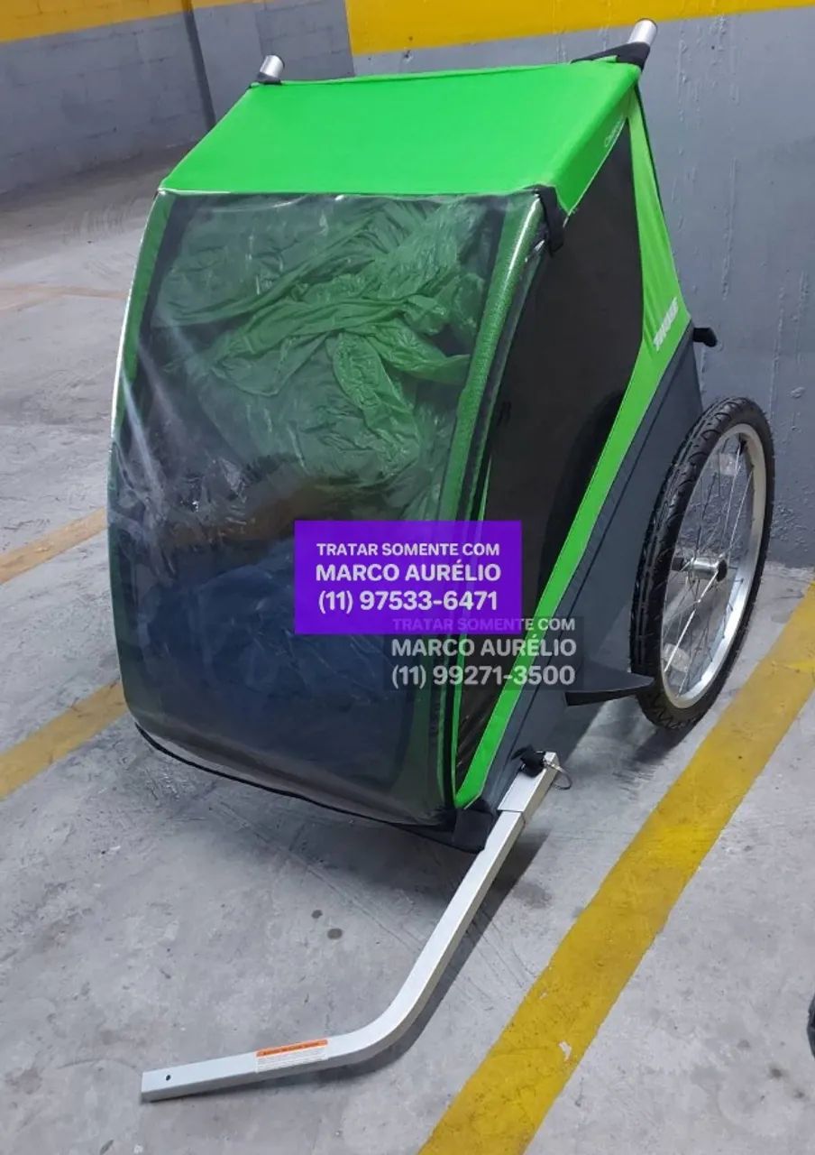 Carrinho Trailer Thule Verde Criança Cães - R$ 2.000 - Foto 3