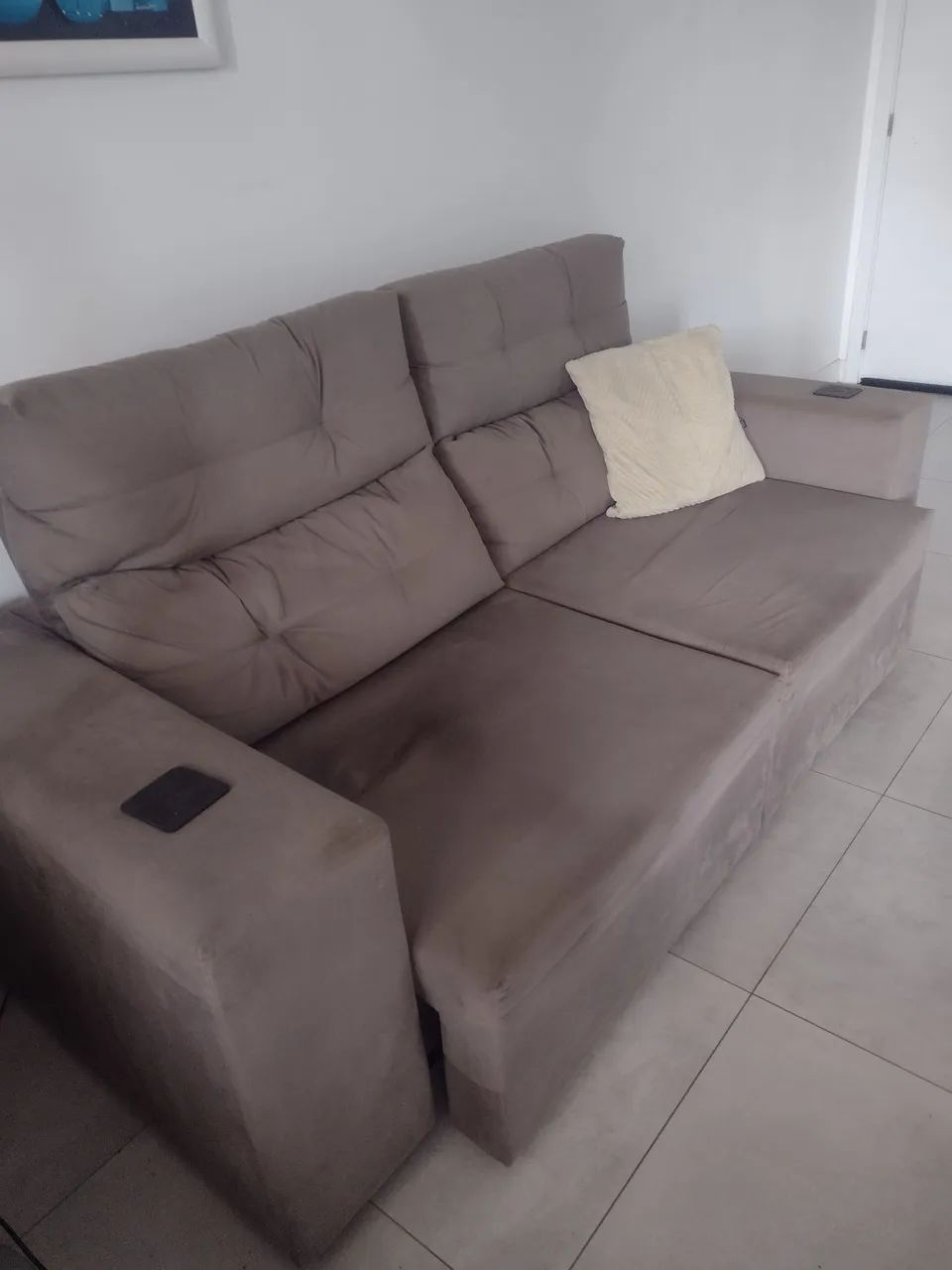 Sofá retrátil cinza  - Foto 2