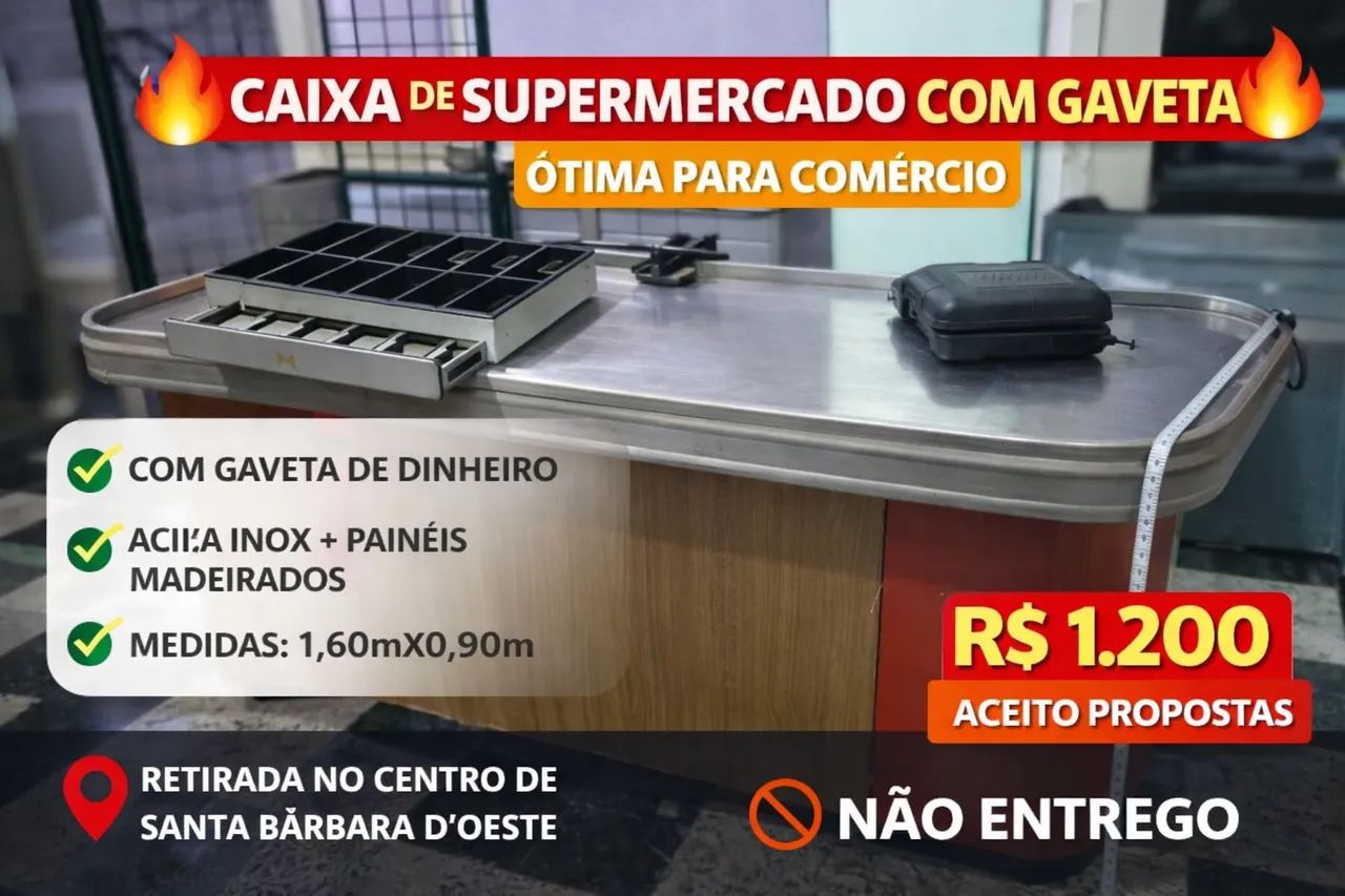 Caixa de supermercado / check-out com gaveta - R$ 1.200