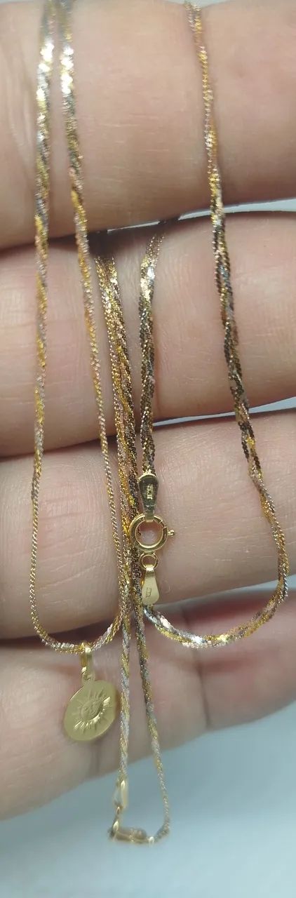 Colar, pingente , pulseira  , tres cores, ouro 18k - Foto 4