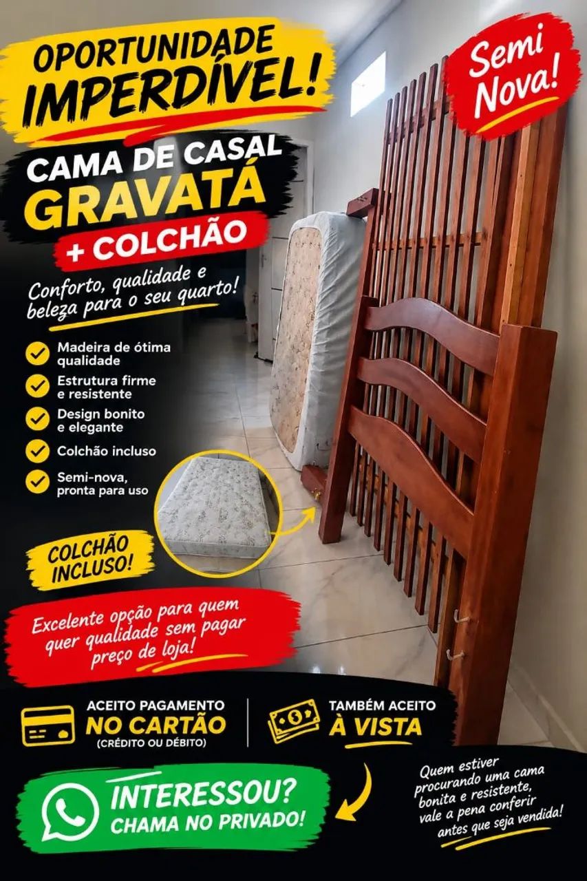 Cama casal gravata com colchão D33