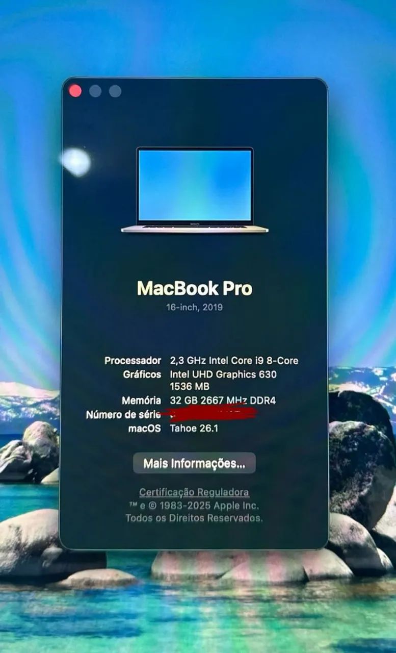 2025年OS/美品 MacBook Pro i9/32/1TB Office MACBOOK PRO I9, 32GB, 1 TB, TOUCH BAR, TOUCH ID, 16 POLEGADAS