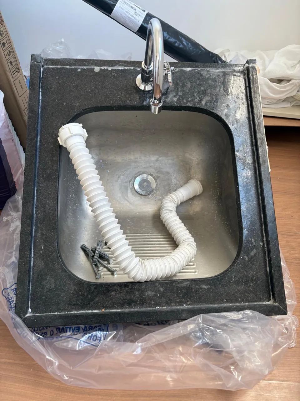 Kit Pia Granito Preto Inox Completa - Nova Sem Uso à Venda