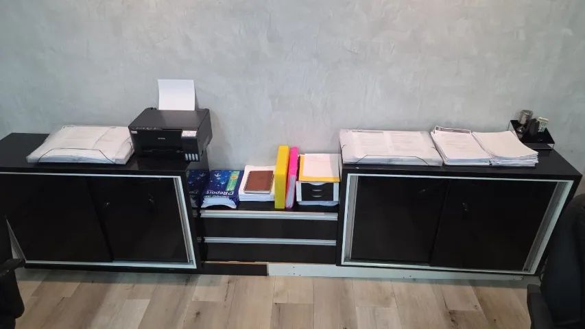 Kit Completo de Móveis para Escritório - Madeira Naval, Vidro Temperado e Sofá Jacaúna - Foto 5