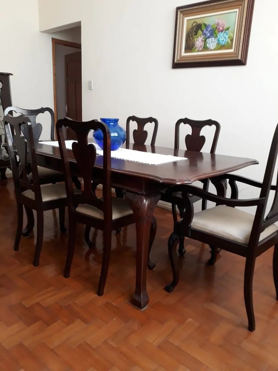 Mesa expansível 8 cadeiras Madeira Nobre