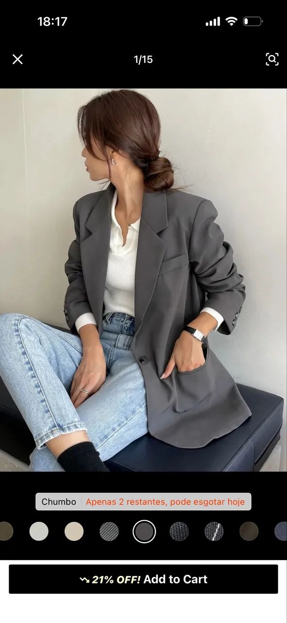 Blazer cinza oversize tamanho XS - Foto 3