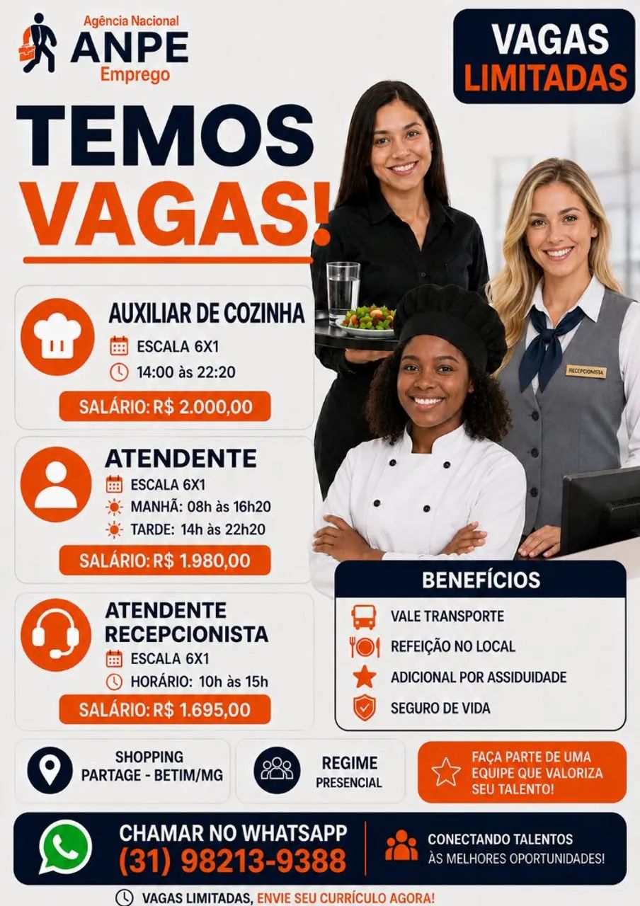 AUXILIAR DE COZINHA E ATENDENTE 