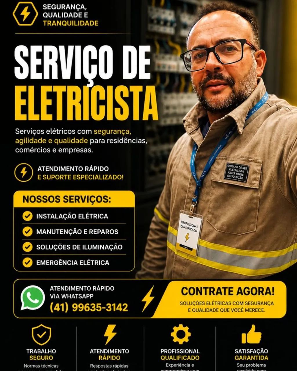 Elétrica, Eletricista, técnico com CREA e ART 