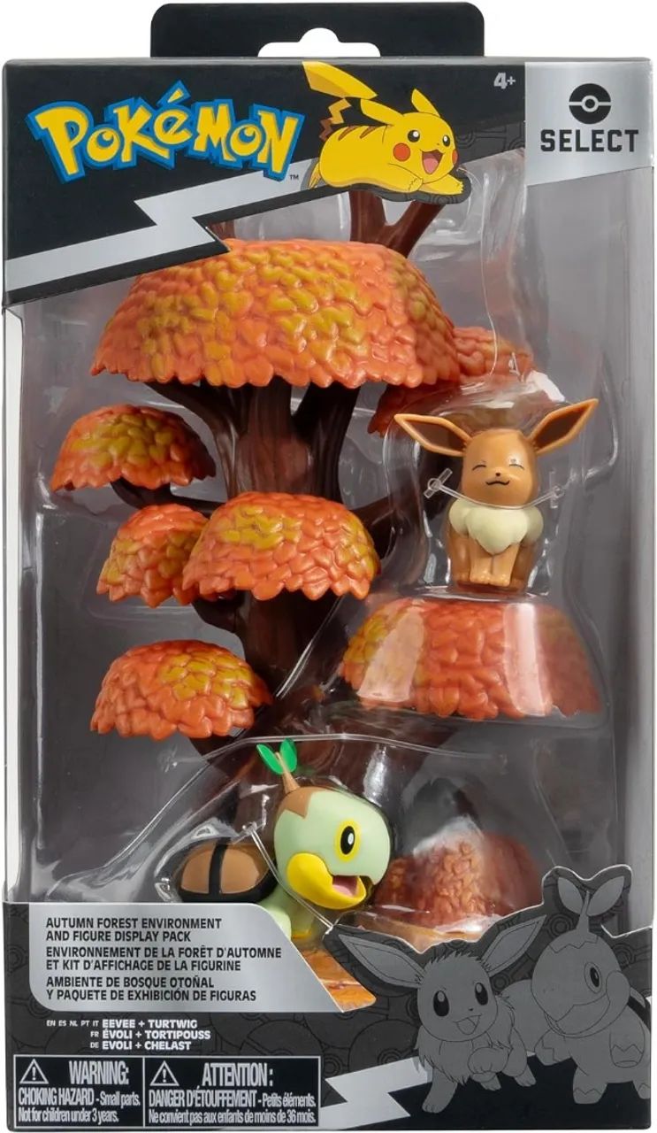 Pokémon Ambiente De Floresta Outonal Eevee E Turtwig Jazwares   - Foto 5