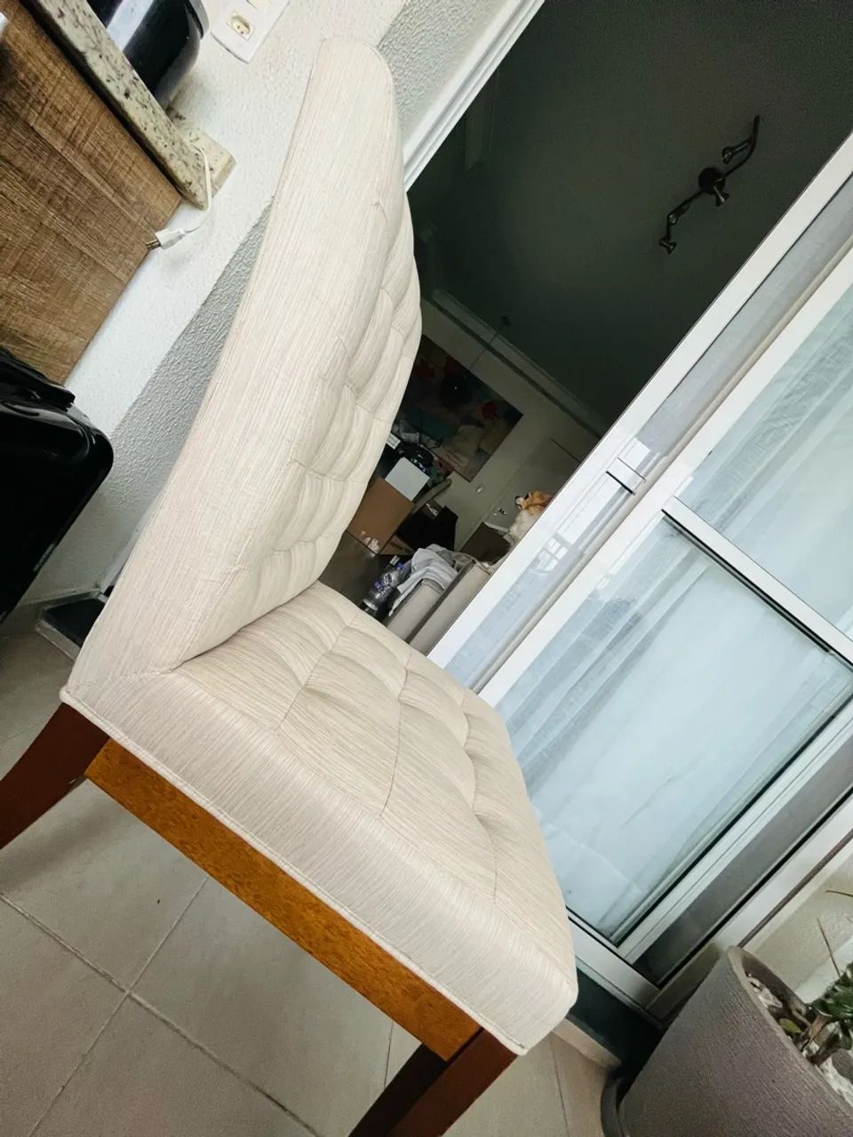 4 Cadeiras em linho e madeira  - Foto 2