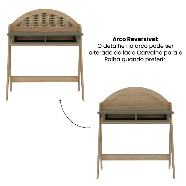 Escrivaninha com Nichos 100% MDF Verde Menta - Foto 4