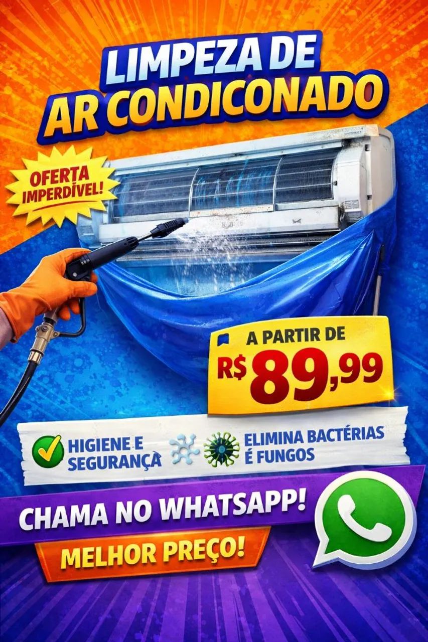 Promoção de Limpeza e Instalação de Ar Condicionado 