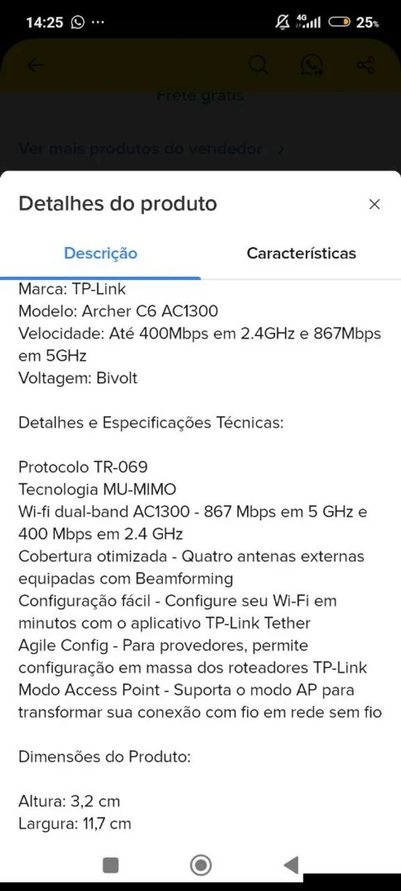 Roteador Tp-link mod. Archer C6 - Foto 4