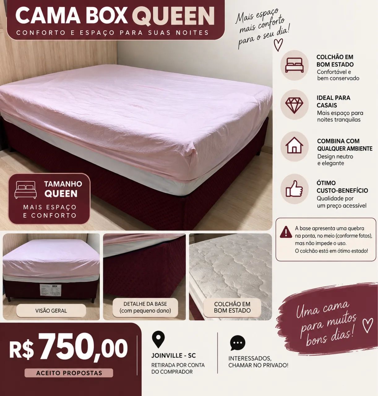 Cama Queen com Colchão 