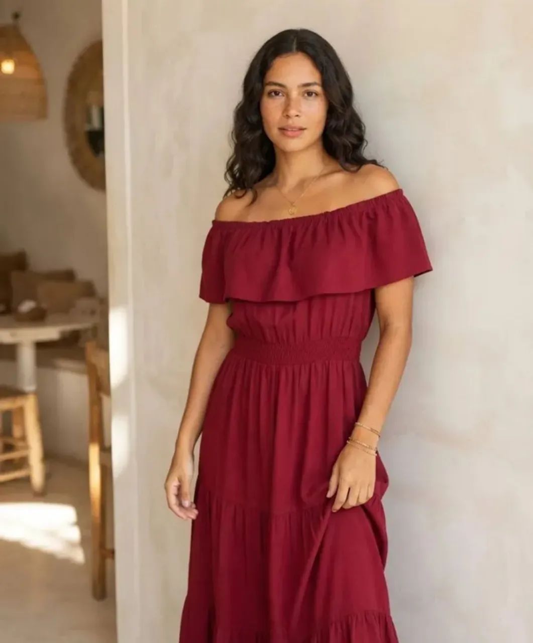 Vestido Marsala Longo. Tamanho Gg  - Foto 3