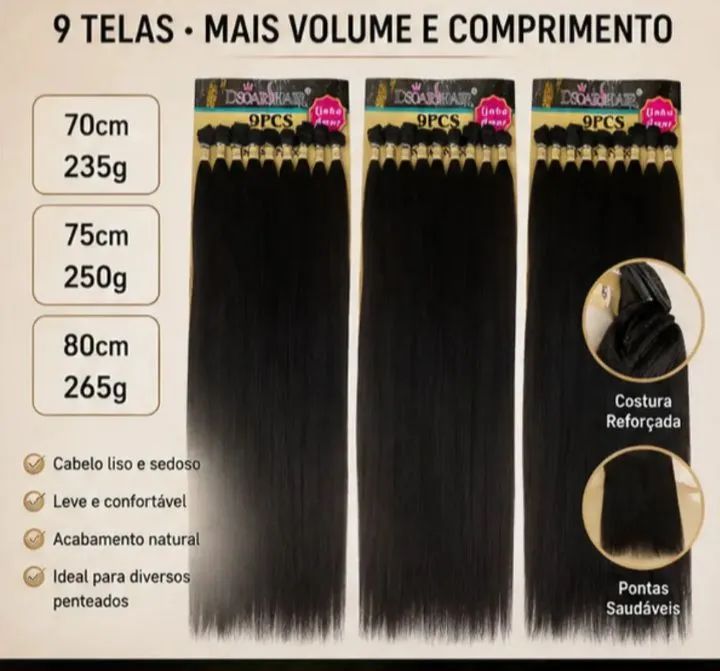 Cabelos bio vegetal lisos 80cm  - Foto 4
