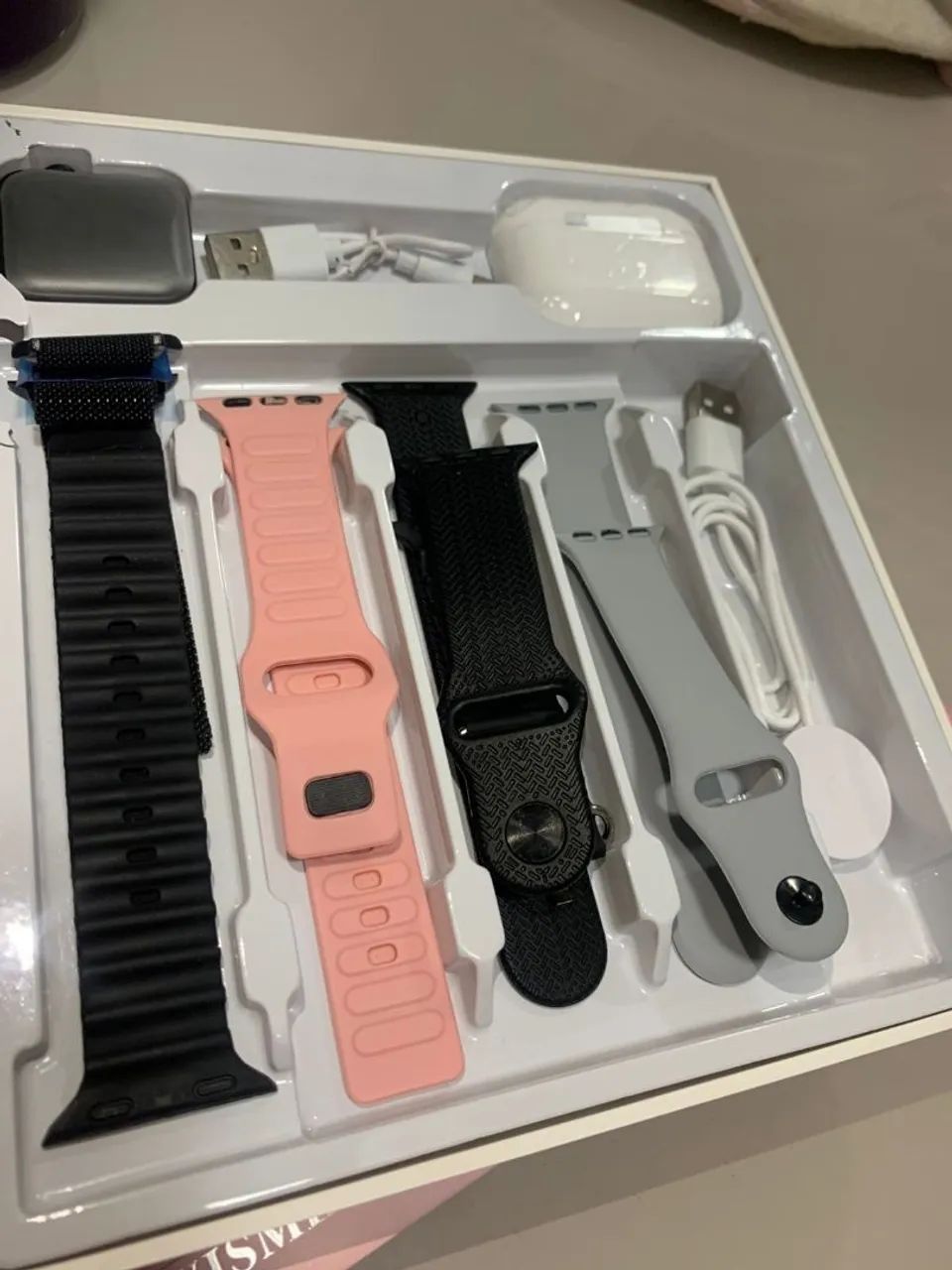 Smartwatch Wisme-X33 Mini com 5 pulseiras + Fone Bluetooth de brinde, cor Rosa e Preto! - Foto 2