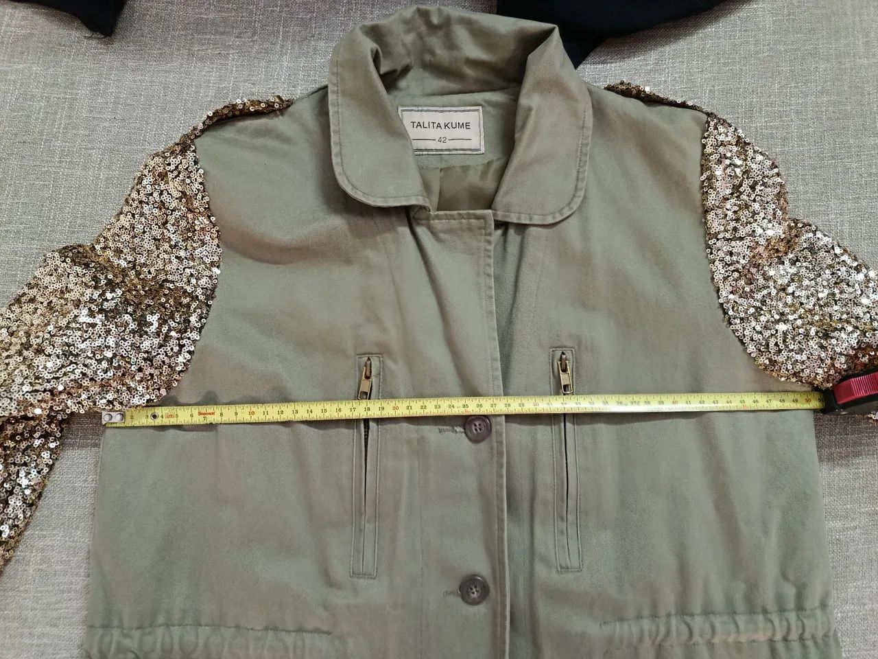 Parka verde mangas em paetê  - Foto 5