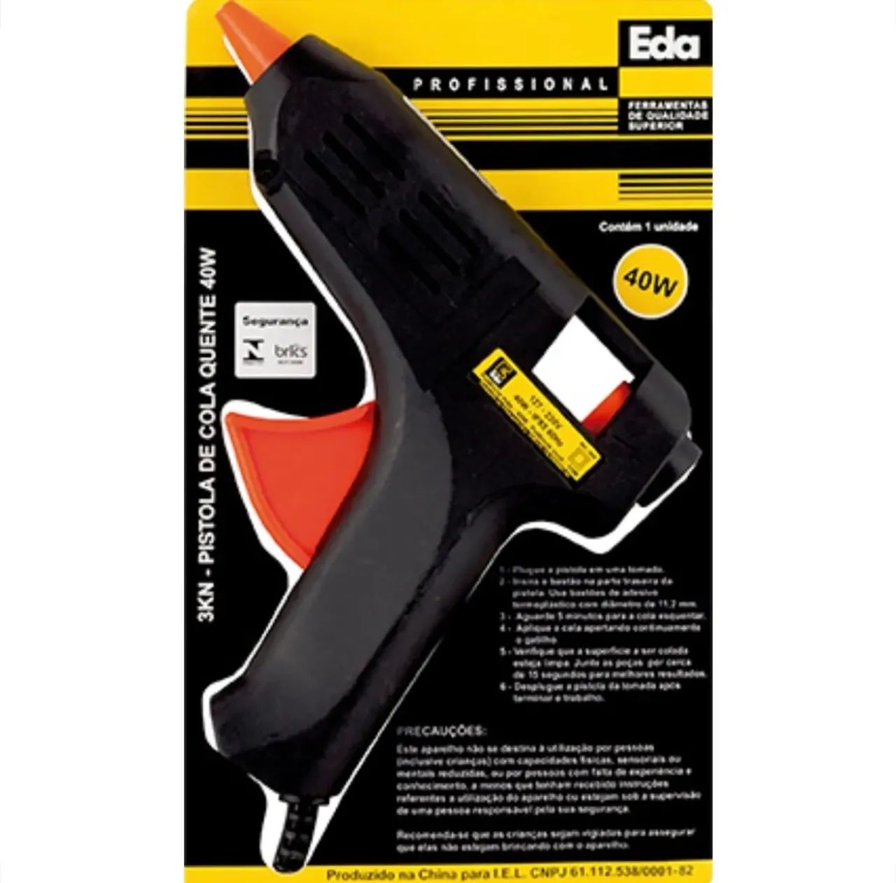 Pistola de cola quente P/silicone Eda 40w Gd Biv
