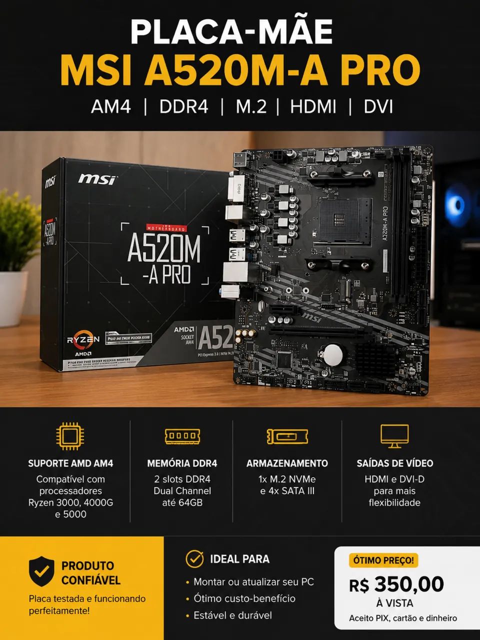 Placa mãe msi A520M-A pro 