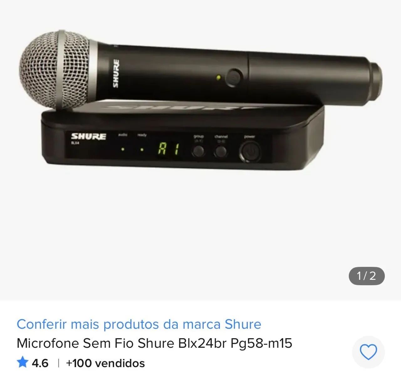 MICROFONE SEM FIO SHURE BLX24BR/PG58 ? ORIGINAL + COMPLETO - Foto 5