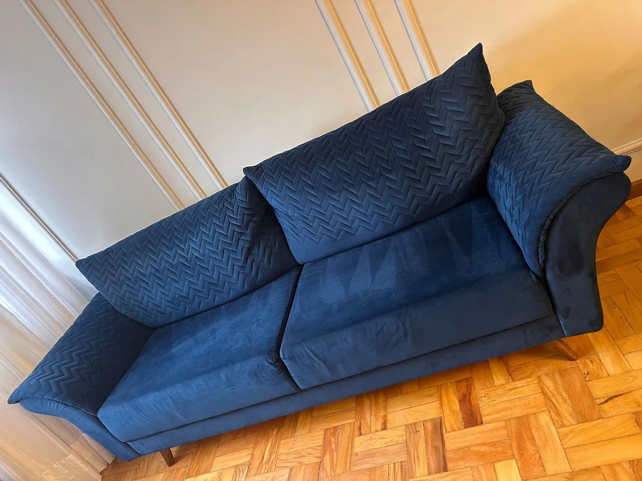Sofá Veludo Azul 2,40m