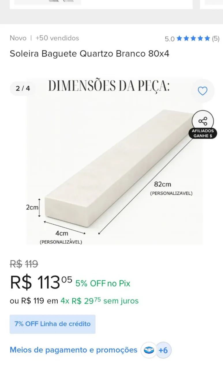 Soleira em quartzo branco - Foto 3