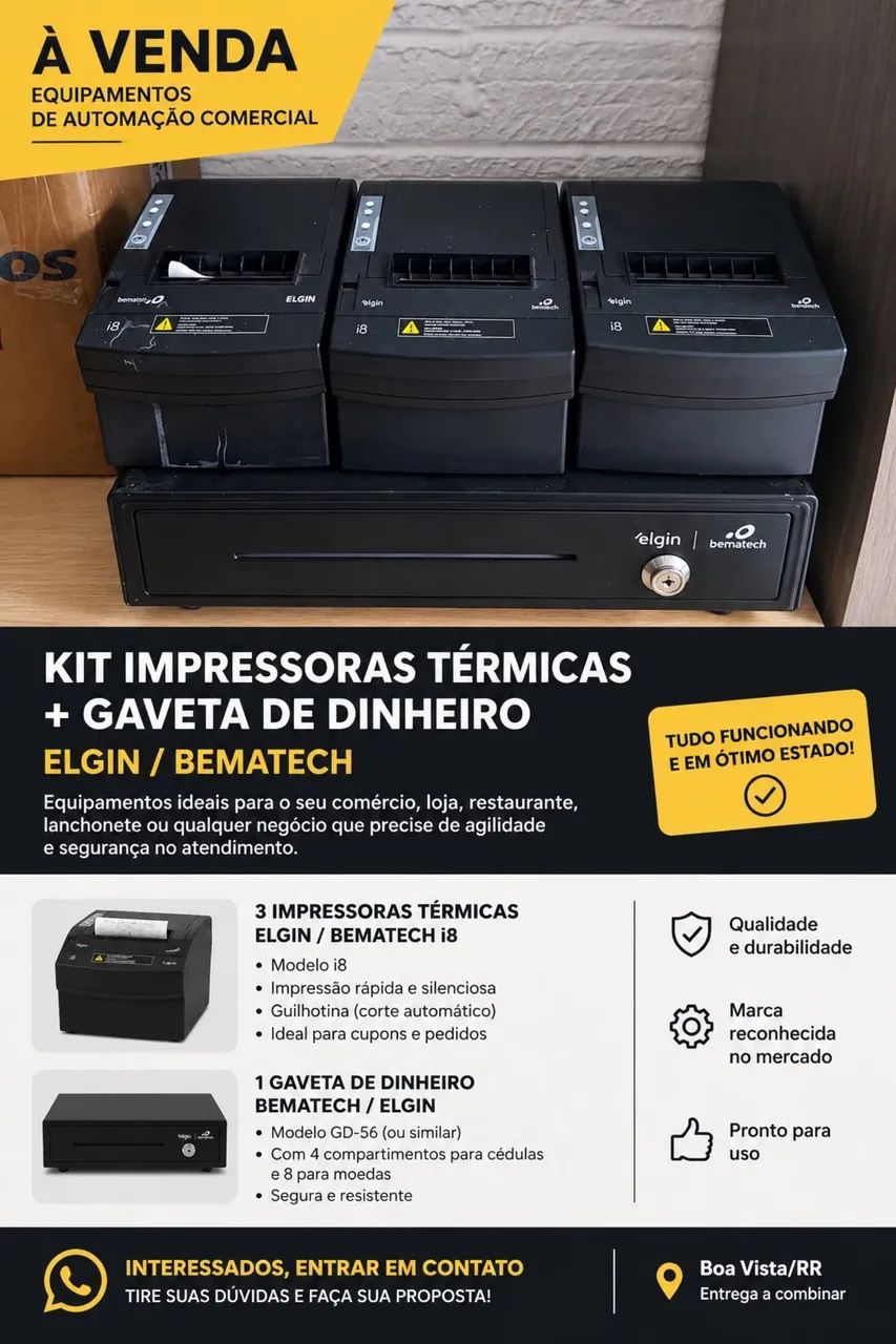 3 × Elgin/Bematech i8 + Gaveta Bematech  - Foto 3