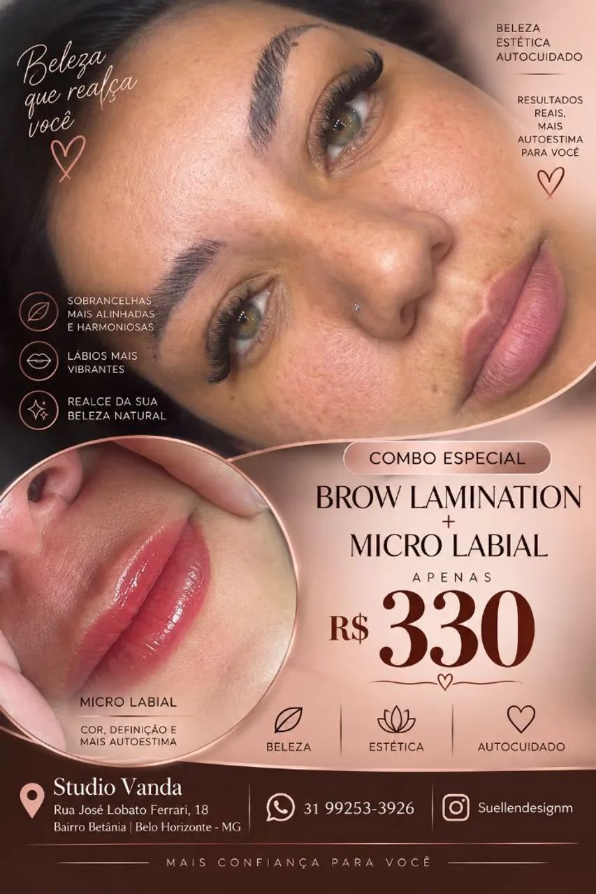 COMBO REALCE SUA BELEZA <br>Brow Lamination + Micro Labial