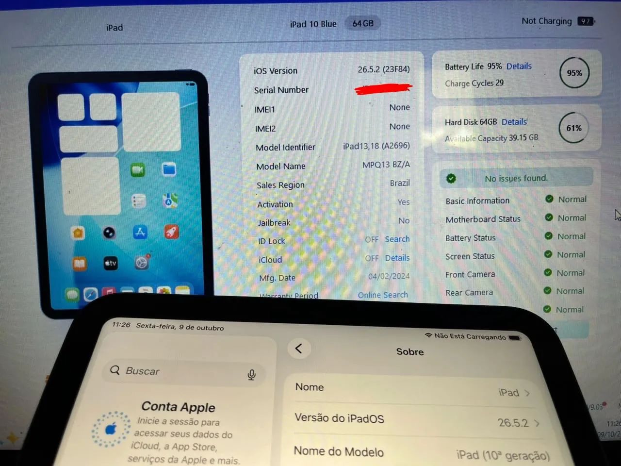 iPad 10 64gb bateria 95% - Foto 3