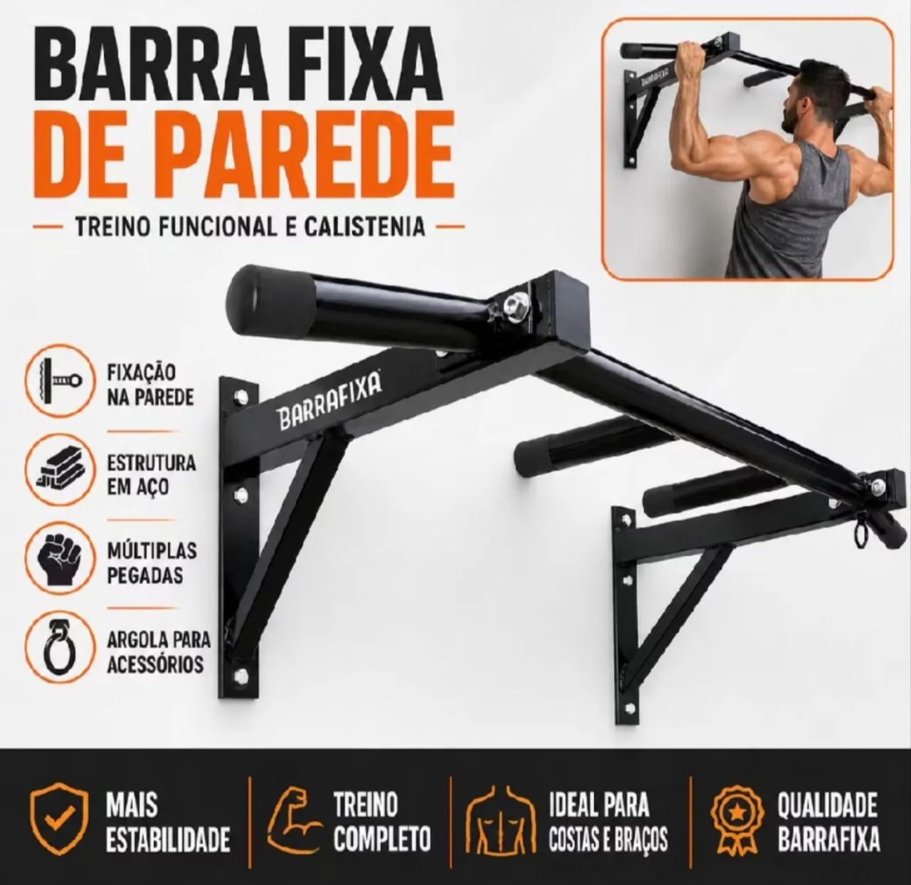 Barra reforçado parede com suporte pra saco de pancadas.  Entrega grátis 