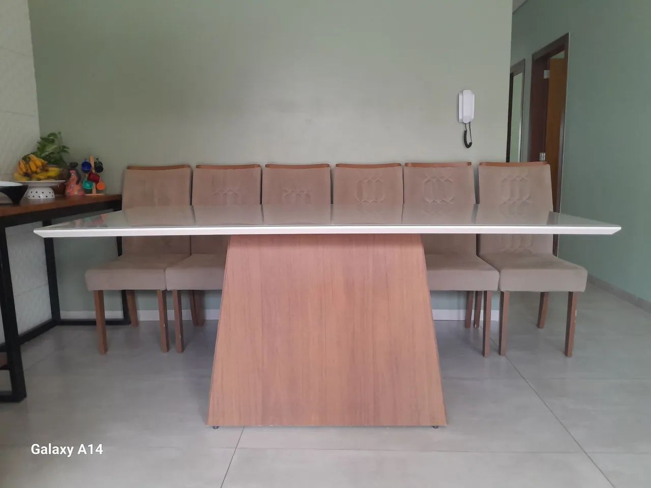 MESA DE JANTAR (90X81X180)CM COM TAMPO DE VIDRO 30MM RETANGULAR E 6 CADEIRAS ACOLCHOADAS - Foto 3