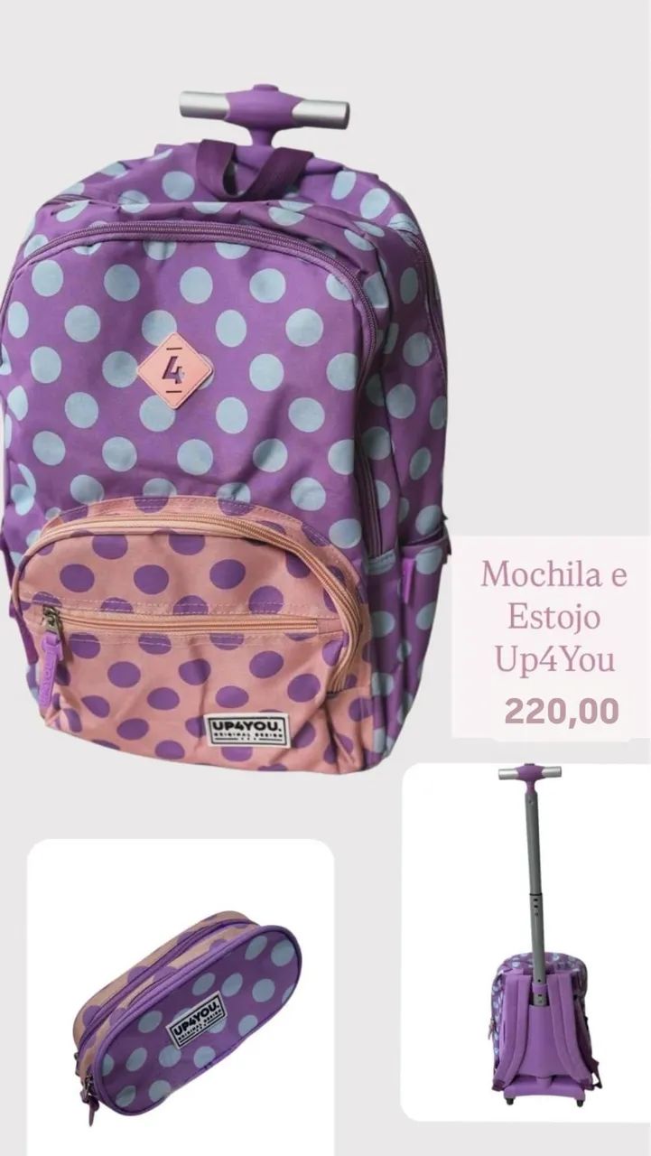 Mochila rodinha + estojo