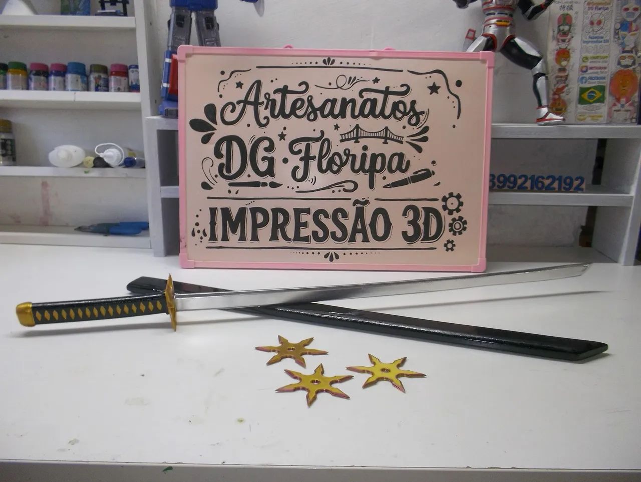 Espada Jiraiya O incrível ninja Impressão 3D com bainha preta e 3 estrelas ? ? ?   - Foto 5